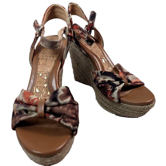 Sofft Wedge Sandals Espadrille Heels Floral Women's US Size 7 1/2M - Picture 1 of 7
